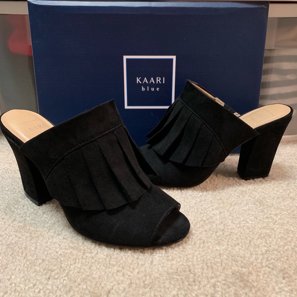 Kaari Blue Ava Black Suede Mule Size 6